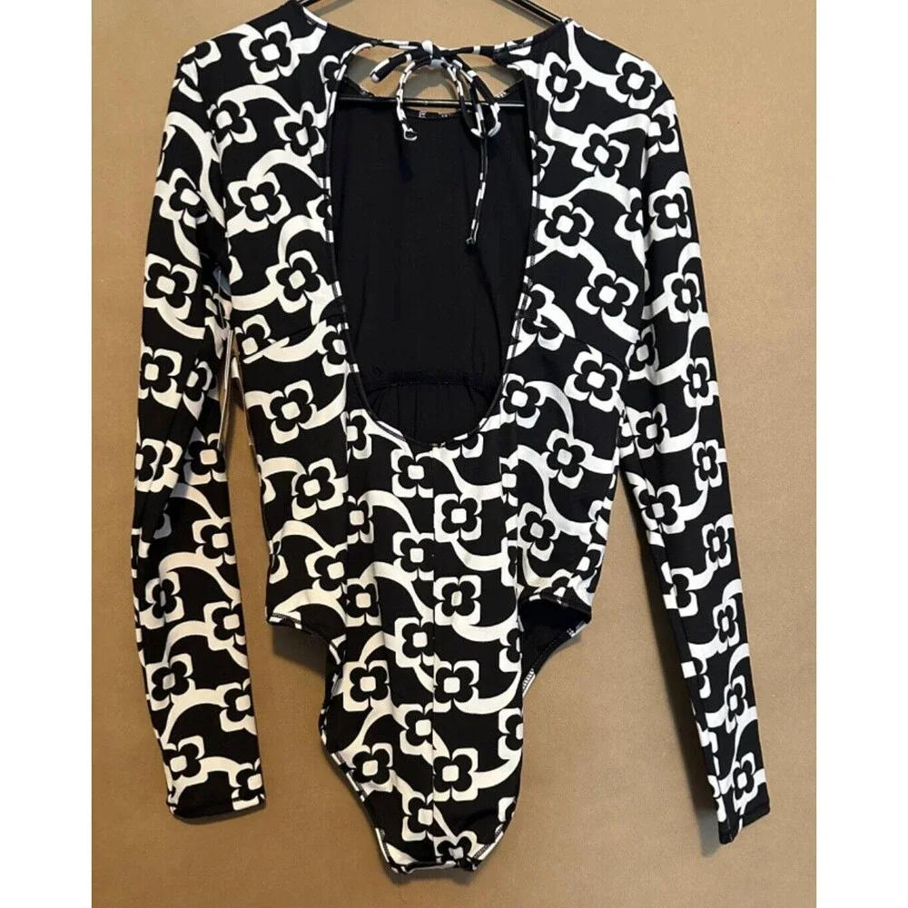 NWT Hurley Mod Max S Geo Floral Cheeky Rashguard One Piece Surf Suit Swimsuit